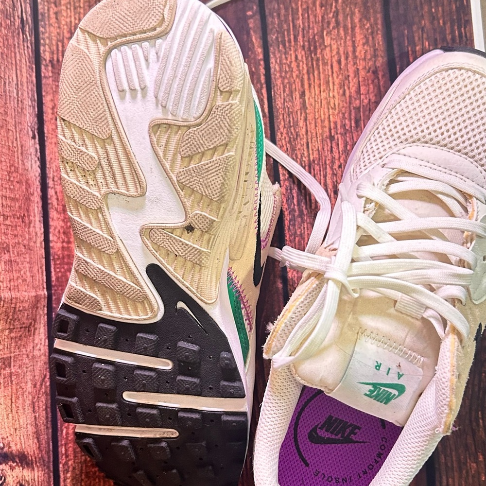Nike Air Max Cream Sneakers with Purple and Green Highlights - Picture 4 of 9